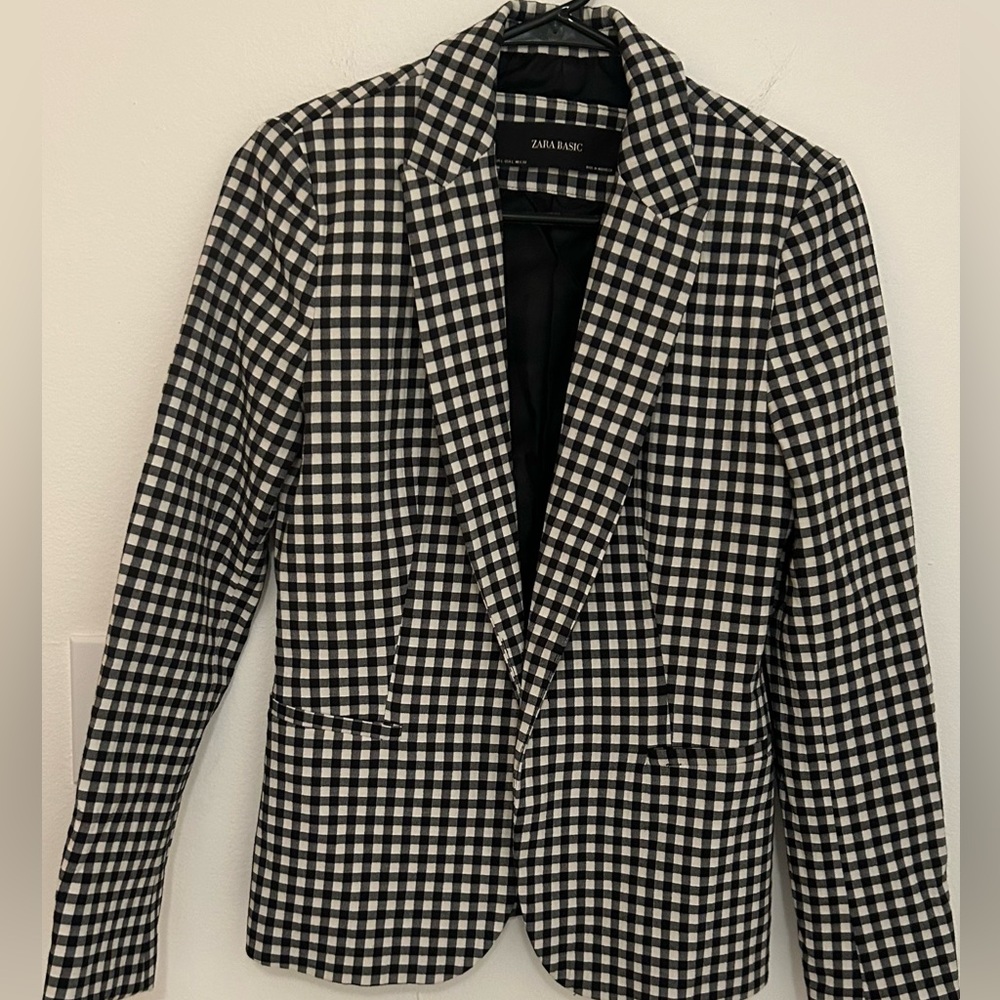 Zara blazer checkered black and white